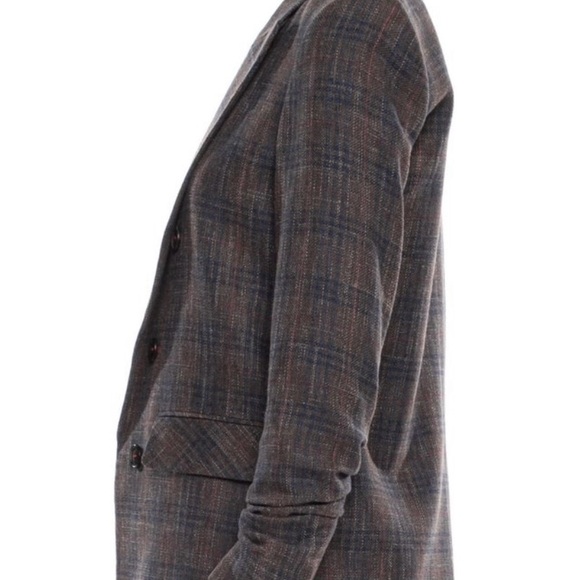 Veronica Beard brown plaid blazer with ruched sleeves - Picture 4 of 11